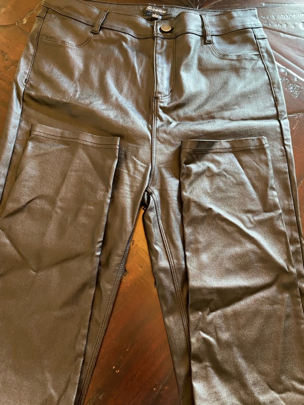 Shinestar Black Faux Leather Pants